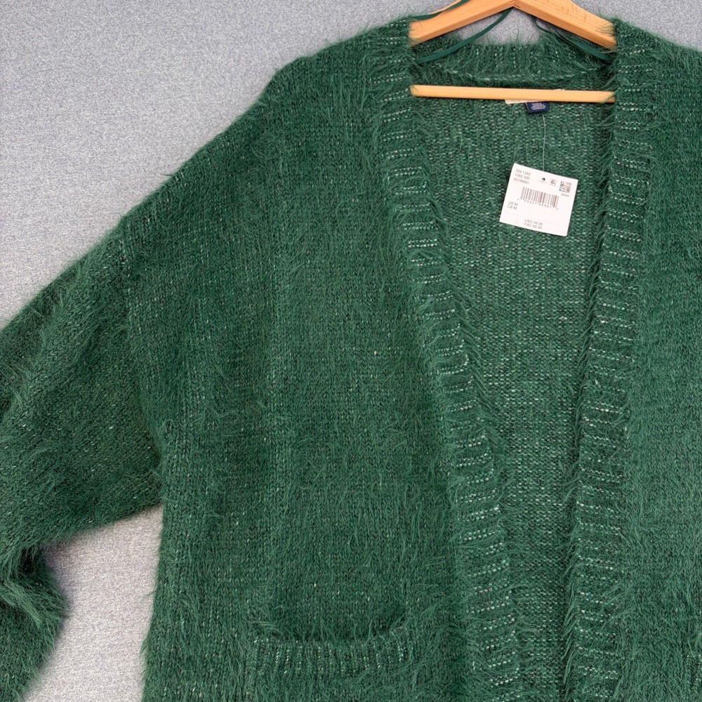 American Eagle Green Eyelash Knit Cardigan Sweater Womens Medium NWT Winter Cozy - Picture 2 of 6